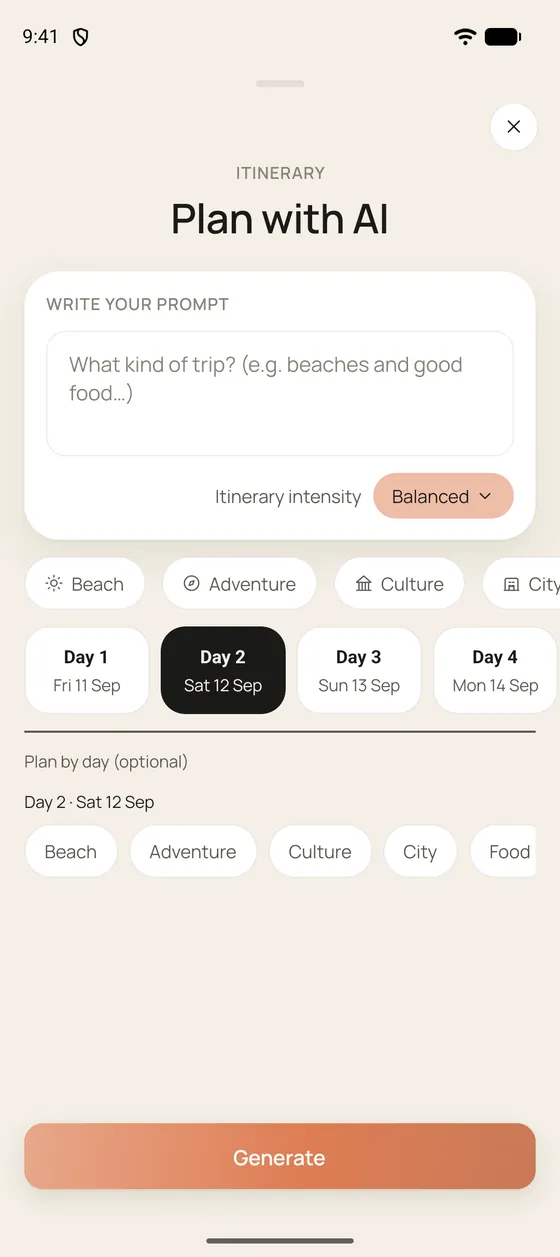 Luvo: a drafted day plan