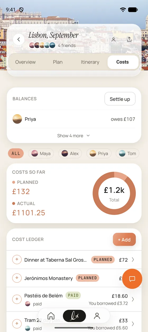 Luvo: shared trip costs and who owes what